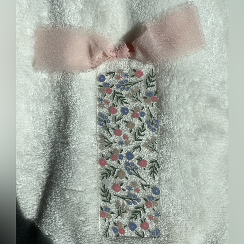 Floral Bookmark with Pink Ribbon